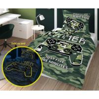 Obliečky Gamer Army svietiace , Barva - Zelená , Rozměr textilu - 140x200