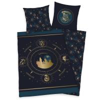 Obliečky Harry Potter Gold , Barva - Tmavo modrá , Rozměr textilu - 140x200