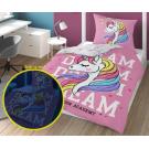 Obliečky Jednorožec Dream svietiace , Barva - Ružová , Rozměr textilu - 140x200