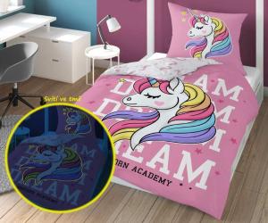 Obliečky Jednorožec Dream svietiace , Barva - Ružová , Rozměr textilu - 140x200