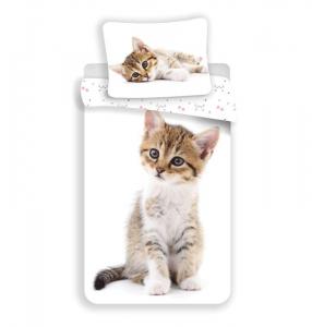 Obliečky Kitten , Barva - Bílo-hnědá , Rozměr textilu - 140x200