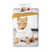 Obliečky Mačiatko hrdzavé , Barva - Bielo-oranžová , Rozměr textilu - 140x200