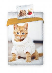 Obliečky Mačiatko hrdzavé , Barva - Bielo-oranžová , Rozměr textilu - 140x200