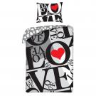 Obliečky Love grey , Barva - Biela , Rozměr textilu - 140x200