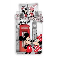 Obliečky Mickey a Minnie Londýn Telephone , Barva - Šedá , Rozměr textilu - 140x200