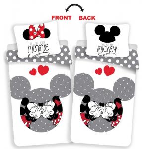 Obliečky Mickey a Minnie love grey , Rozměr textilu - 140x200