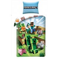 Obliečky Minecraft Farma , Barva - Modro-zelená , Rozměr textilu - 140x200