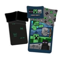 Obliečky Minecraft Hostile Mobs svietiace , Barva - Tmavo zelená , Rozměr textilu - 140x200