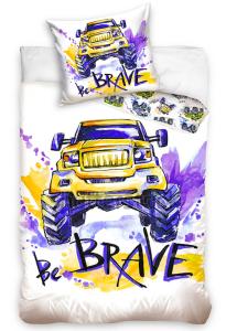 obliečky Monster Truck Be Brave , Barva - Bielo-fialová , Rozměr textilu - 140x200