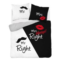 obliečky Mr Right Francúzske , Barva - Bielo-čierna , Rozměr textilu - 200x220