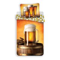 Obliečky Pivo , Barva - Oranžovo-žlutá , Rozměr textilu - 140x200
