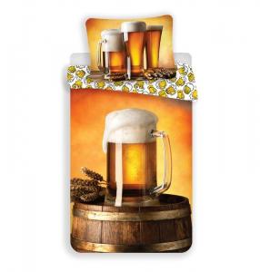 Obliečky Pivo , Barva - Oranžovo-žlutá , Rozměr textilu - 140x200
