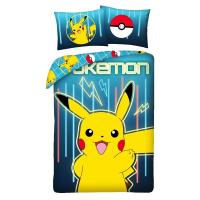 Obliečky Pokémon Pikachu blesky , Barva - Modrá , Rozměr textilu - 140x200
