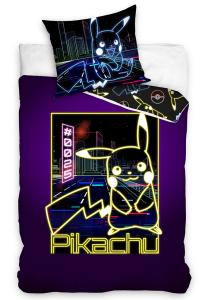 obliečky Pokémon Pikachu Neonová Show svietiaca , Barva - Čierna , Rozměr textilu - 140x200