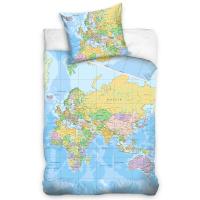 obliečky Svetová Mapa , Barva - Světlo modrá , Rozměr textilu - 140x200