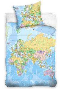 obliečky Svetová Mapa , Barva - Světlo modrá , Rozměr textilu - 140x200