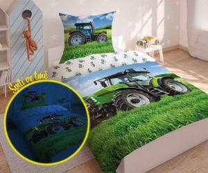 Obliečky Traktor green svietiaci , Rozměr textilu - 140x200