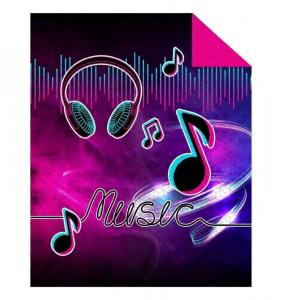 Prikrývka na posteľ Music Noty , Barva - Fialovo-růžová , Rozměr textilu - 170x210