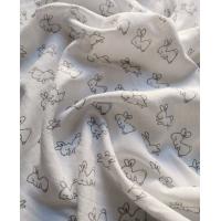 Bavlněná tetra osuška Zajíc , Barva - Bílo-šedá , Rozměr textilu - 90x100