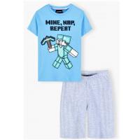 Pyžam Minecraft , Velikost - 116 , Barva - Modro-šedá