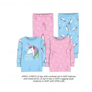 Pyžamo Jednorožec 2pack , Barva - Růžovo-modrá
