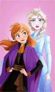 Ručník Ledové Království Anna a Elsa , Barva - Fialová , Rozměr textilu - 30x50