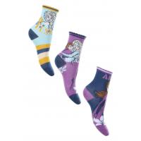 Ponožky Ľadové Kráľovstvo 3 kusy , Velikost ponožky - 23-26 , Barva - Fialovo-modrá