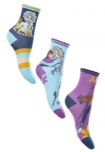PONOŽKY Ľadové Kráľovstvo 3ks , Velikost ponožky - 23-26 , Barva - Modro-fialová