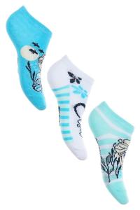 PONOŽKY Ľadové Kráľovstvo 3ks , Velikost ponožky - 23-26 , Barva - Bielo-modrá