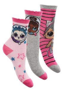 PONOŽKY LOL Surprise 3ks , Velikost ponožky - 23-26 , Barva - Šedo-růžová