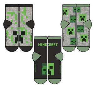Ponožky Minecraft 3 ks , Velikost ponožky - 27-30 , Barva - Šedá