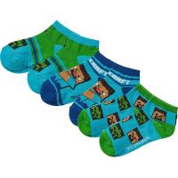 PONOŽKY MINECRAFT 3ks , Velikost ponožky - 23-26 , Barva - Modro-zelená