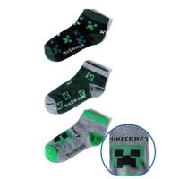 PONOŽKY MINECRAFT 3ks , Velikost ponožky - 23-26 , Barva - Šedo-zelená
