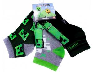 Ponožky Minecraft 3 kusy , Velikost ponožky - 23-26 , Barva - Černo-šedá
