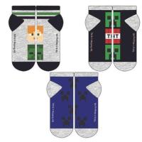 Ponožky Minecraft 3 ks , Velikost ponožky - 29-30 , Barva - Černo-modrá