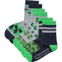 PONOŽKY MINECRAFT 3ks , Velikost ponožky - 23-26 , Barva - Černo-zelená