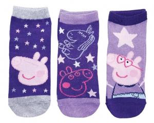 PONOŽKY PEPPA PIG 3ks , Velikost ponožky - 31-34 , Barva - Tmavo fialová