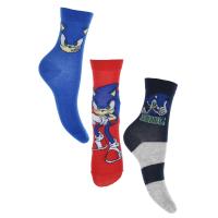 Sada 3 ks Ponožky Sonic Červená , Velikost ponožky - 23-26 , Barva - Červená