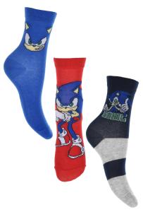 Sada 3 ks Ponožky Sonic Červená , Velikost ponožky - 23-26 , Barva - Červená