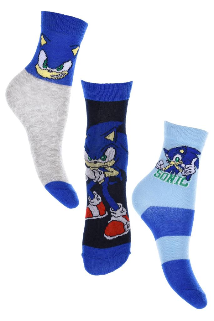 Sada 3 ks Ponožky Sonic Modrá