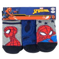 PONOŽKY SPIDERMAN 3 ks , Velikost ponožky - 23-26 , Barva - Modro-šedá