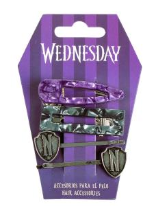 SADA 4 KS SPONKY A KLIPY DO VLASŮ WEDNESDAY , Barva - Fialová