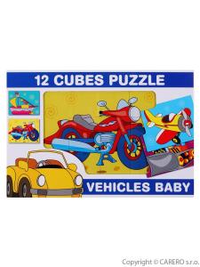 Skladacie kocky 12 ks dopravné prostriedky