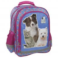 Školský batoh mačka a pes , Barva - Modro-růžová