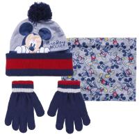 Súprava čiapky, nákrčník a rukavice Mickey , Velikost čepice - Uni , Barva - Modro-šedá