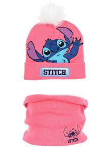 Súprava kulich a nákrčník Lilo a Stitch , Velikost čepice - 52 , Barva - Malinová