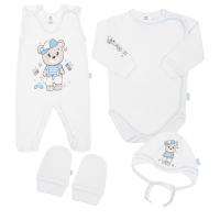 Súprava New Baby Sweet teddy bear 4-dielna , Velikost - 50 , Barva - Bielo-modrá
