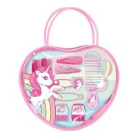 TOALETNÍ TAŠTIČKA S VLASOVÝMI DOPLŇKY UNICORN , Barva - Ružová