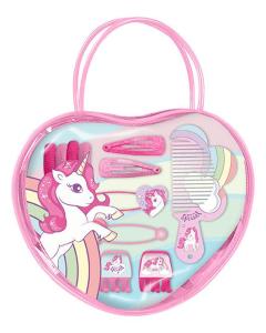 TOALETNÍ TAŠTIČKA S VLASOVÝMI DOPLŇKY UNICORN , Barva - Ružová