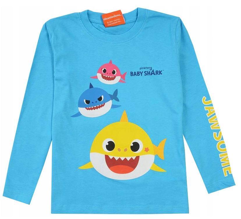 Tričko Baby Shark dlhý rukáv tyrkysová